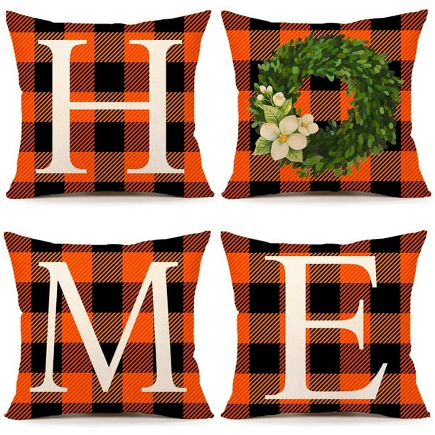 4TH Emotion Fall Halloween Orange Black Home Throw Pillow Cover Buffalo Check Boxwood Farmhouse Cushion Case for Sofa Couch Polyester Linen 12x20 Inches 4TH Emotion Fall Halloween Orange Black Home Throw Pillow Cover Buffalo Check Boxwood Farmhouse Cushion Case for Sofa Couch Polyester Linen 12x20 Inches